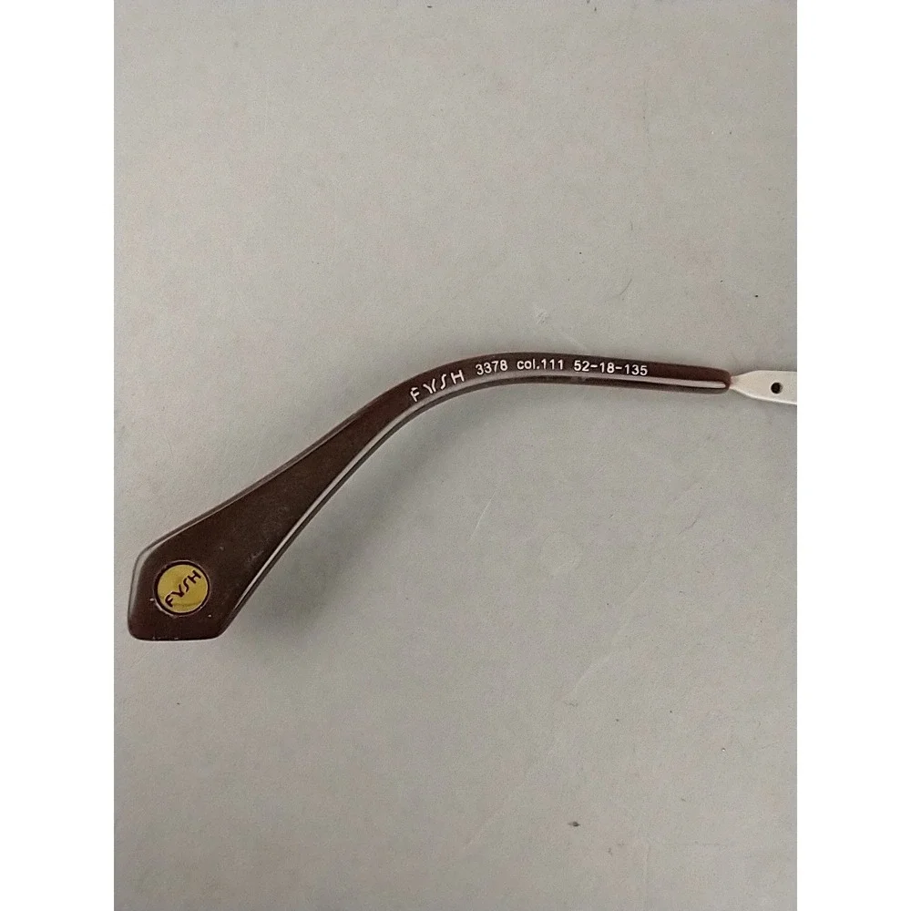 Fysh UK 3378 111 Brown White Rectangular Eyeglass Frames 52-18-135 with Case